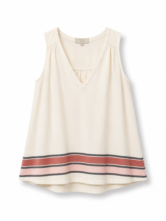 Hatch Tops - HATCH Plage Maternity Boho Coastal Linen Tunic Tank Neutral Stripe TOP OSFA
